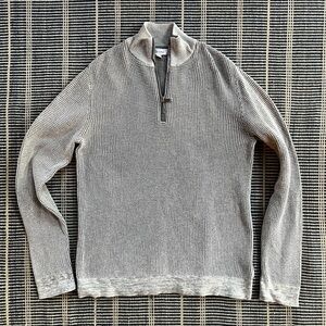 Calvin Klein Men’s gray 1/2 zip pullover w silver tone hardware, heather trim M